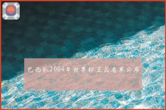 巴西队2004年世界杯正式名单公布